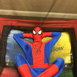 Spiderman in the trampoline 